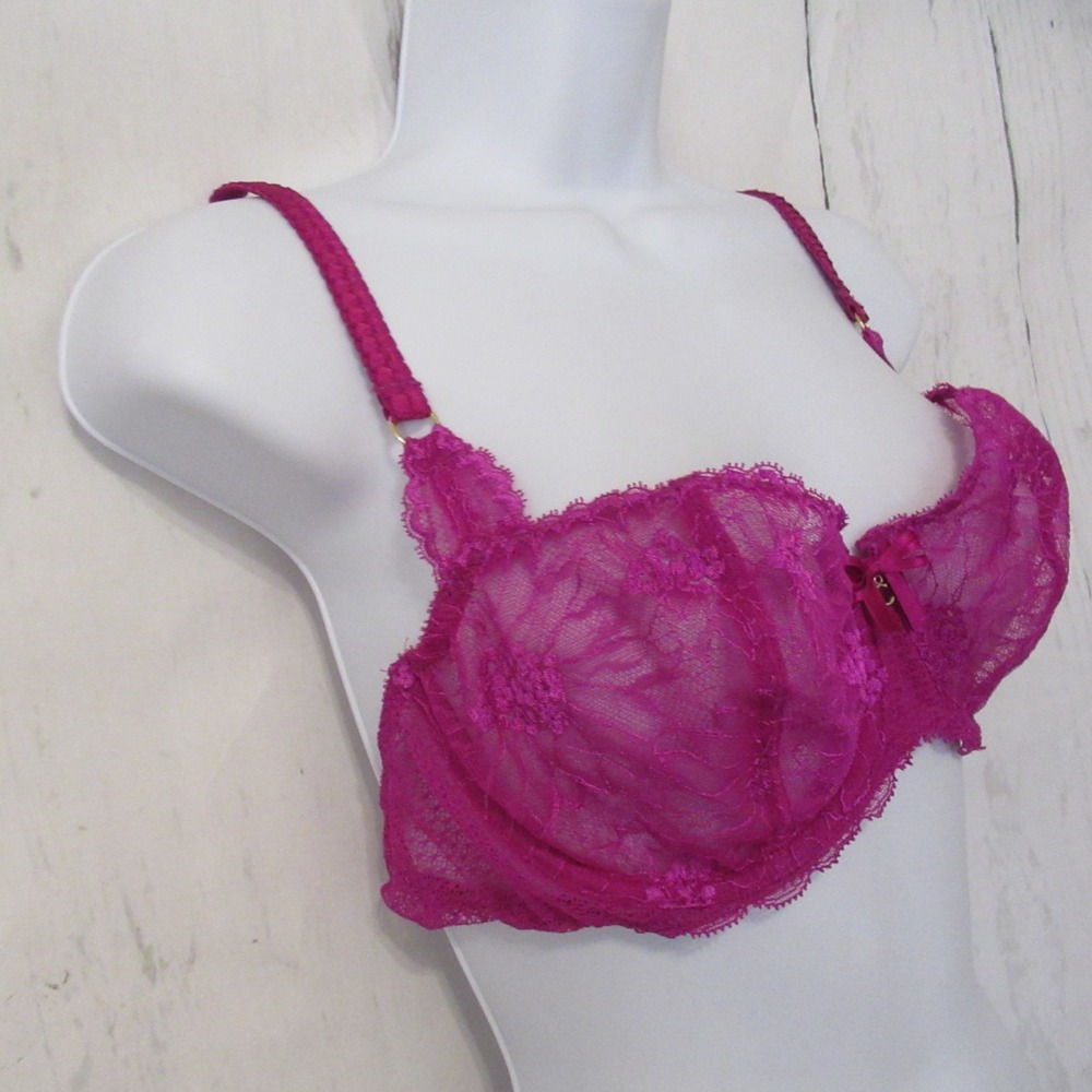 Chantelle Bra 36D Pink Lace Sheer Opera Demi Underwire Back Closure 1275 - Picture 3 of 7